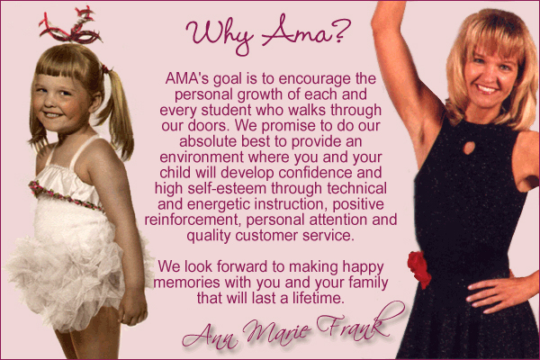 AMA's goal is to encourage the personal growth of each and every student who walks through our doors. We promise to do our absolute best to provide an environment where you and your child will develop confidence and high self-esteem through technical and energetic instruction, positive reinforcement, personal attention and quality customer service. We look forward to making happy memories with you and your family that will last a lifetime.